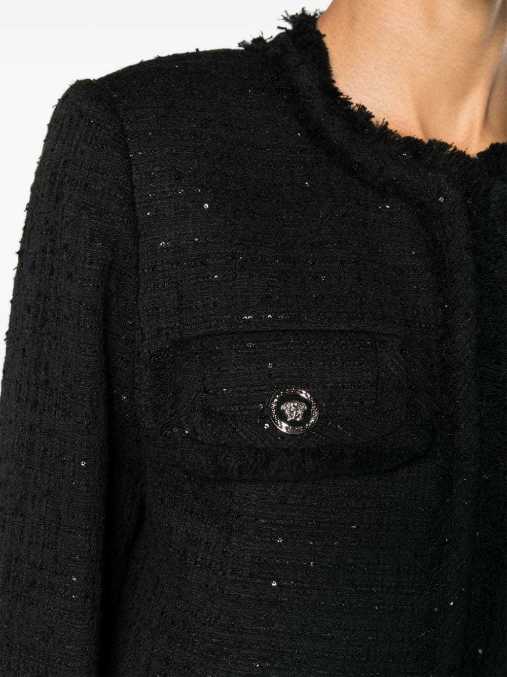 Versace Sequin-embellished Tweed Jacket In Black