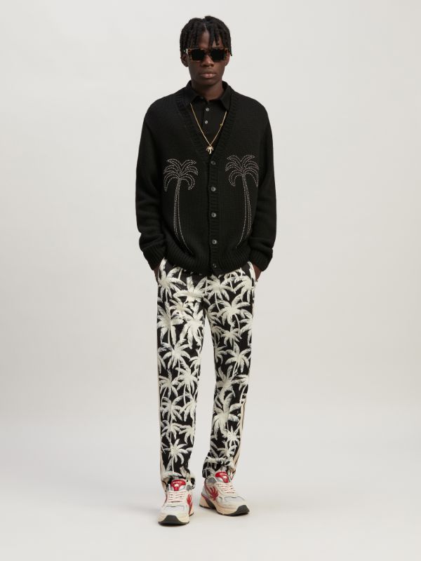 Palm Angels Nylon Blend Cardigan In Black