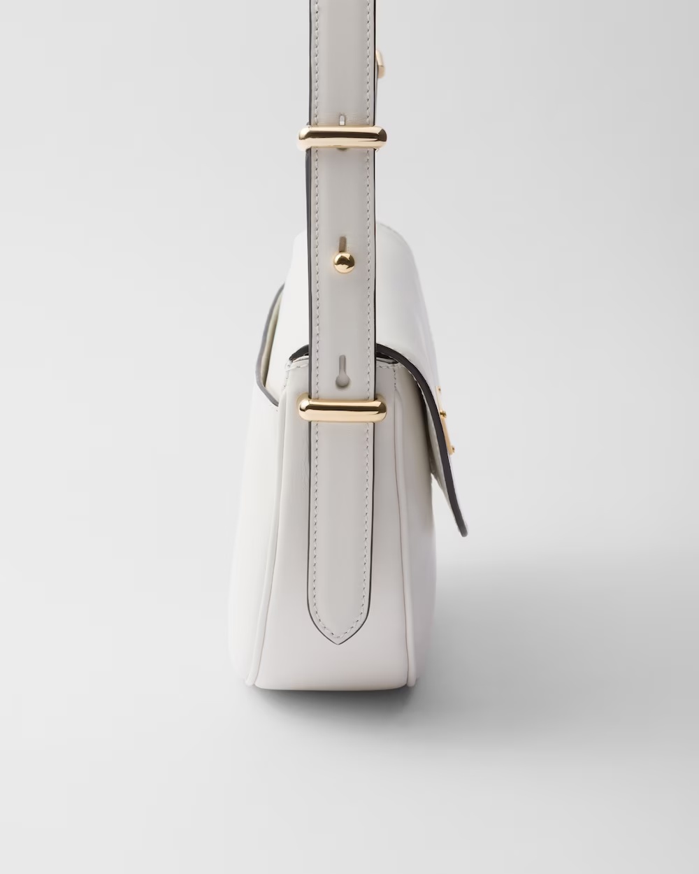Prada Arqué Leather Shoulder Bag With Flap In White