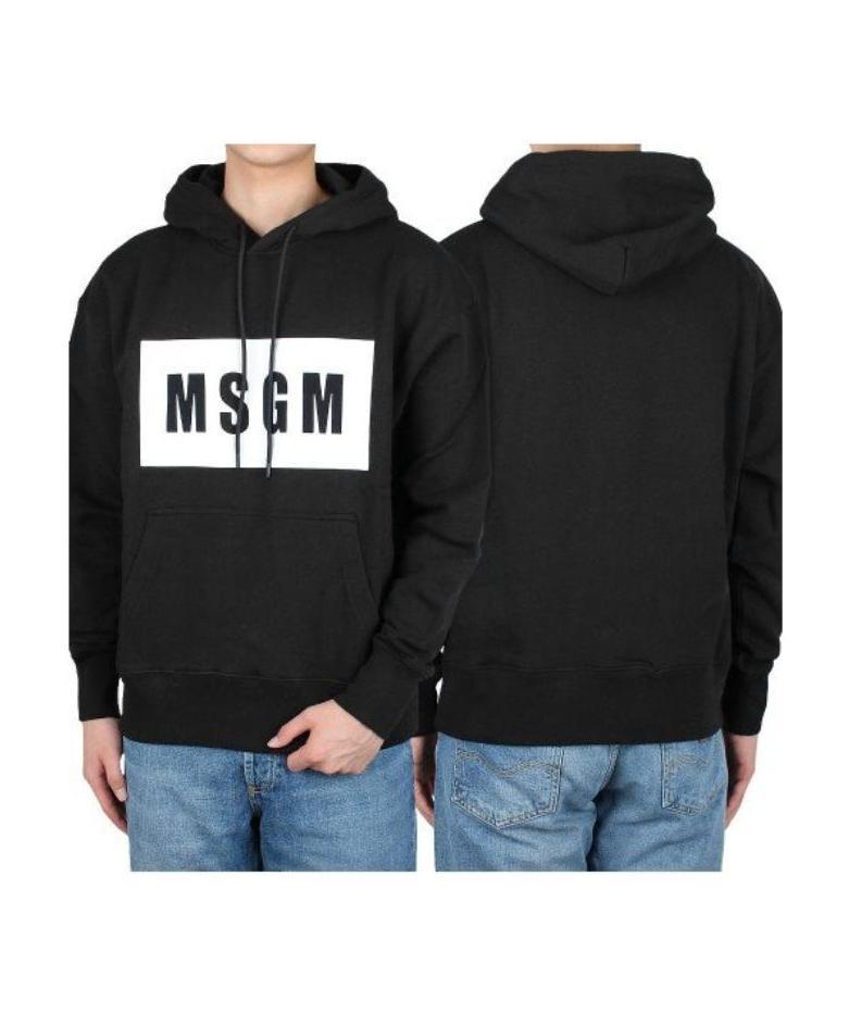 Msgm Logo-print Cotton Hoodie In Black