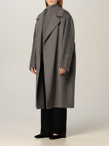 Max Mara Lapel Coat In Gray