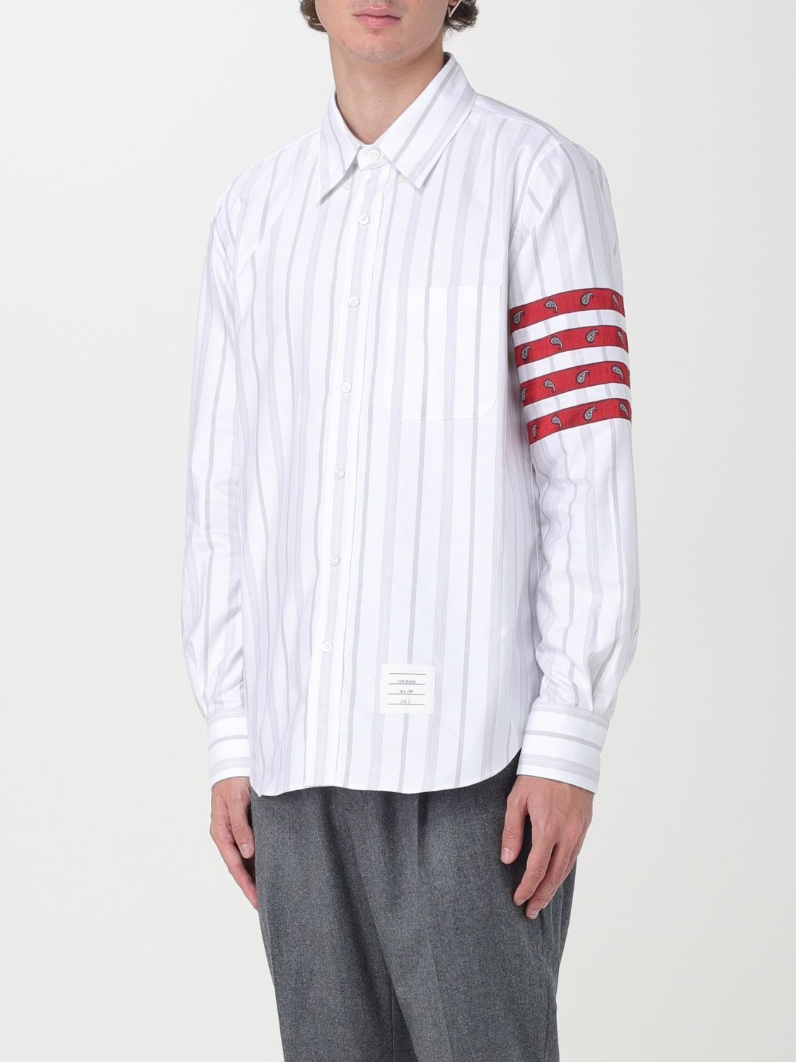 THOM BROWNE 4-BAR STRIPED SHIRT
