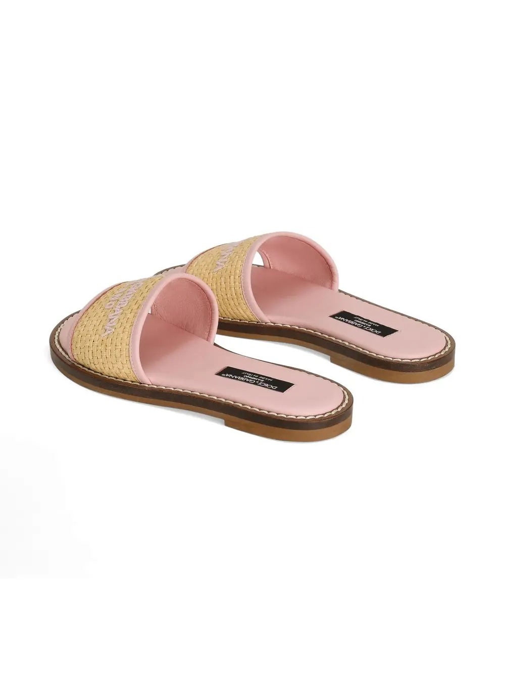 Dolce & Gabbana Embroidered-logo Slides In Brown