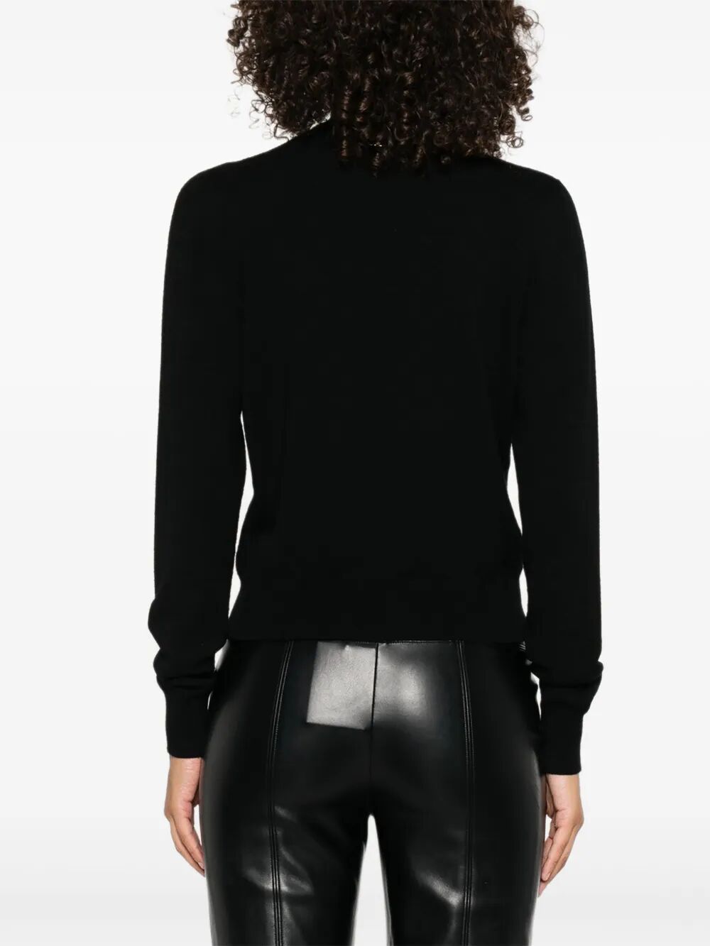 Twinset Twin-set Keyhole Neckline Black Sweater With Ribbed Cuffs In Neutral