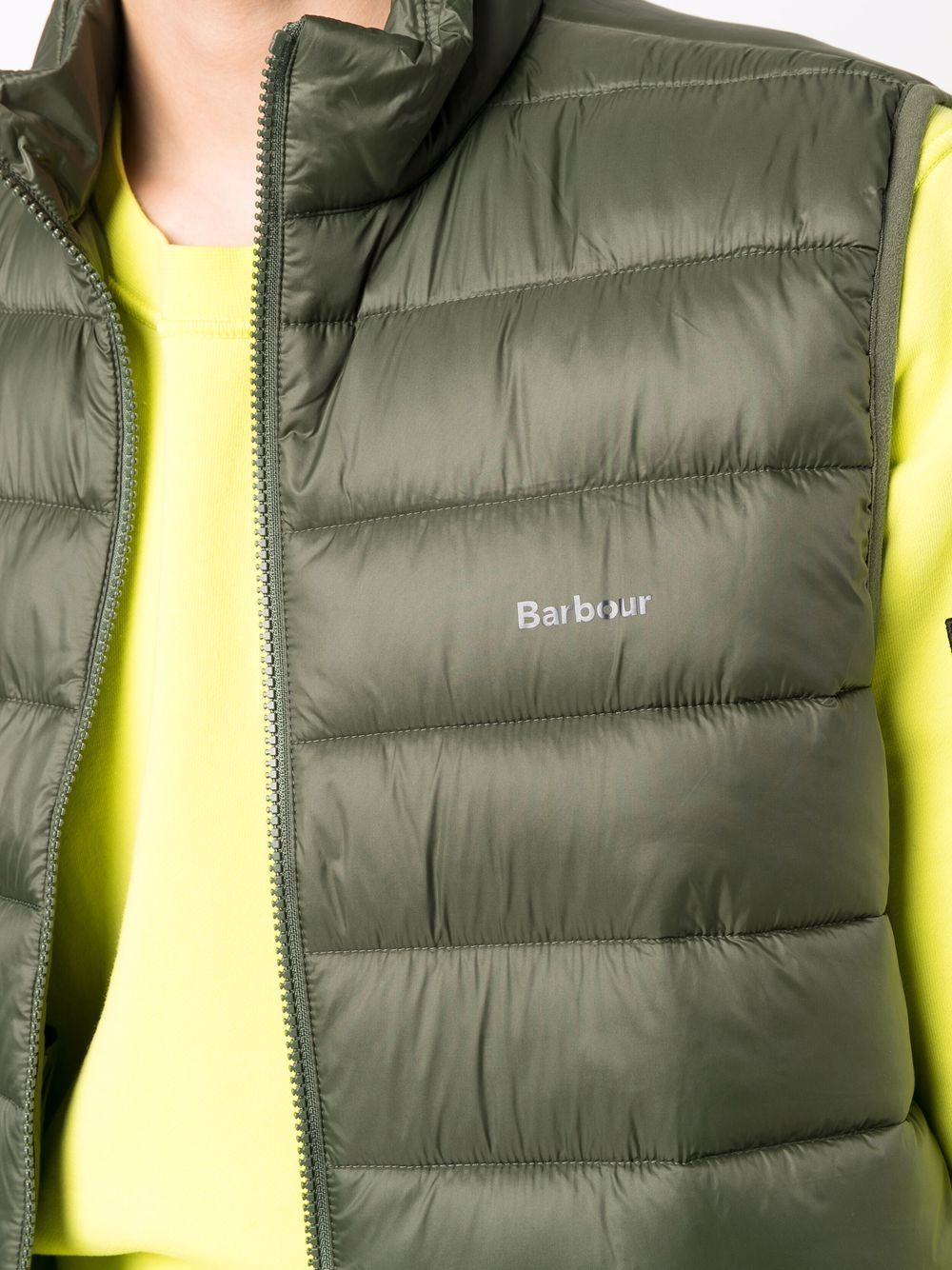 Shop Barbour Puffer Logo Gilet In Black