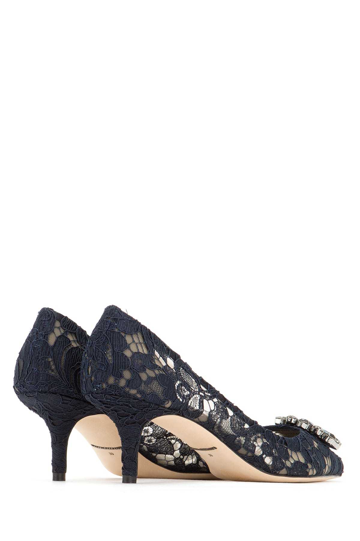 Dolce & Gabbana Scarpe Con Tacco In Pizzo Blu Notte Donna In Black