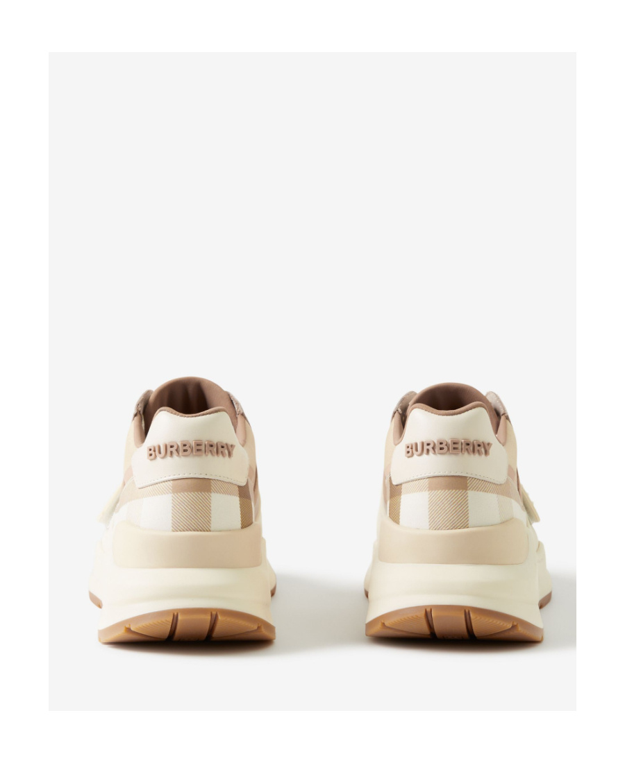 Burberry Check Panelled-detail Sneakers In Nude
