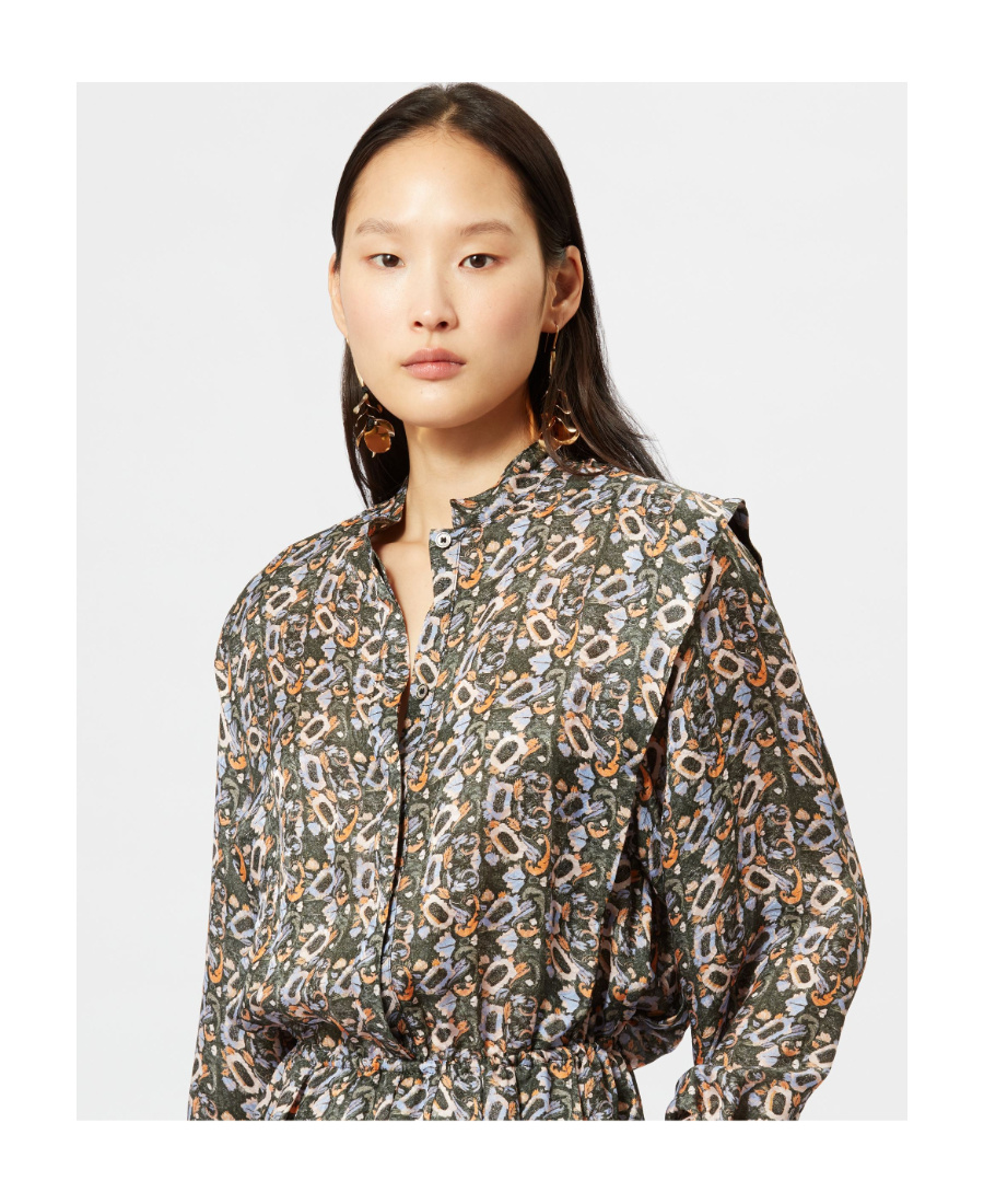Isabel Marant Leidy Floral-printed Long-sleeved Shirt Dress In Multicolor