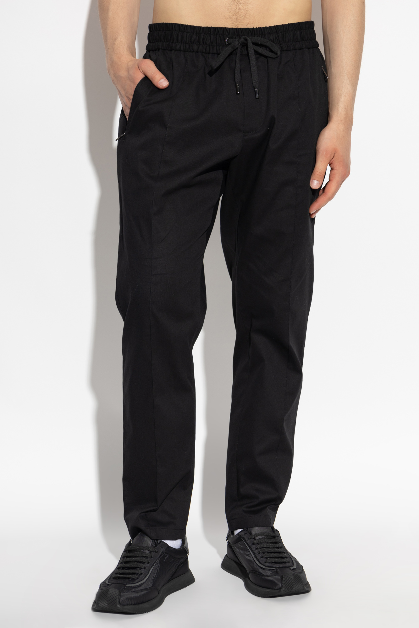 Dolce & Gabbana Drawstring Elastic Waist Casual Pants In Black