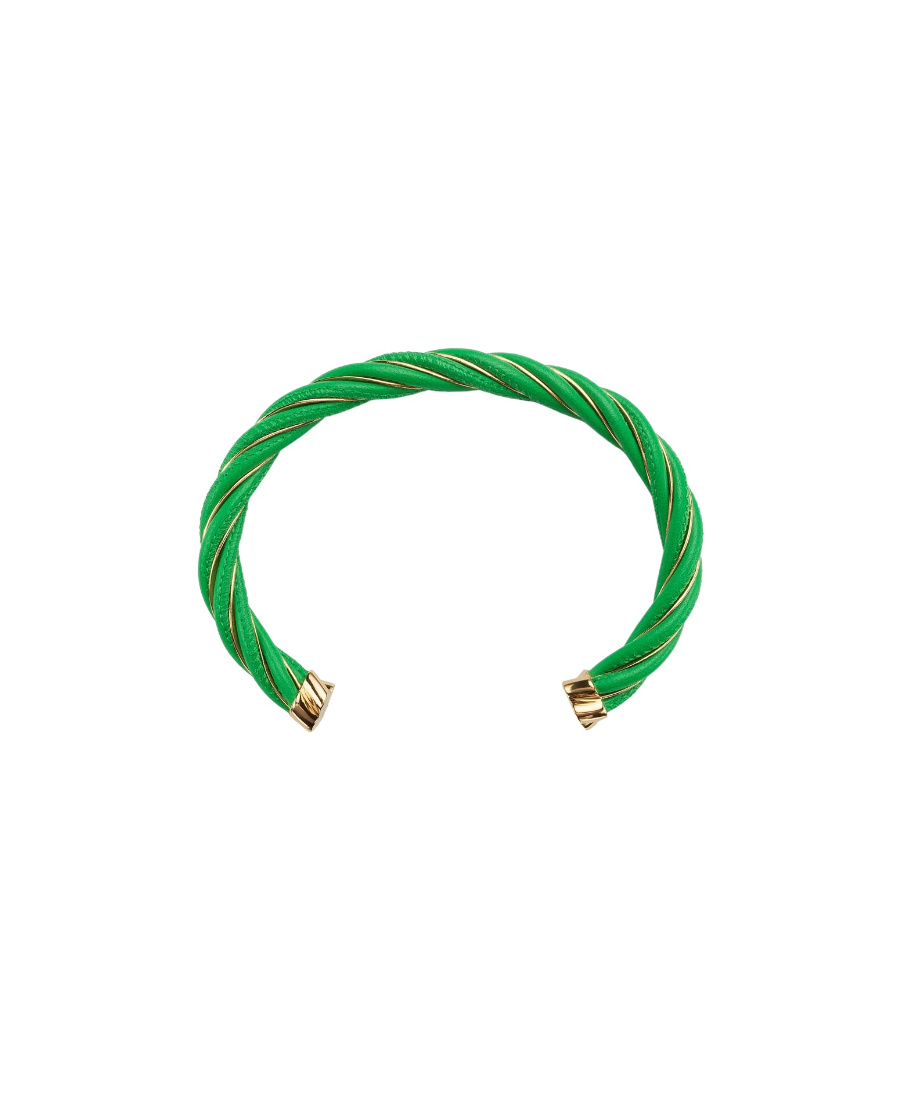 Bottega Veneta Twist Cuff Bracelet In Green