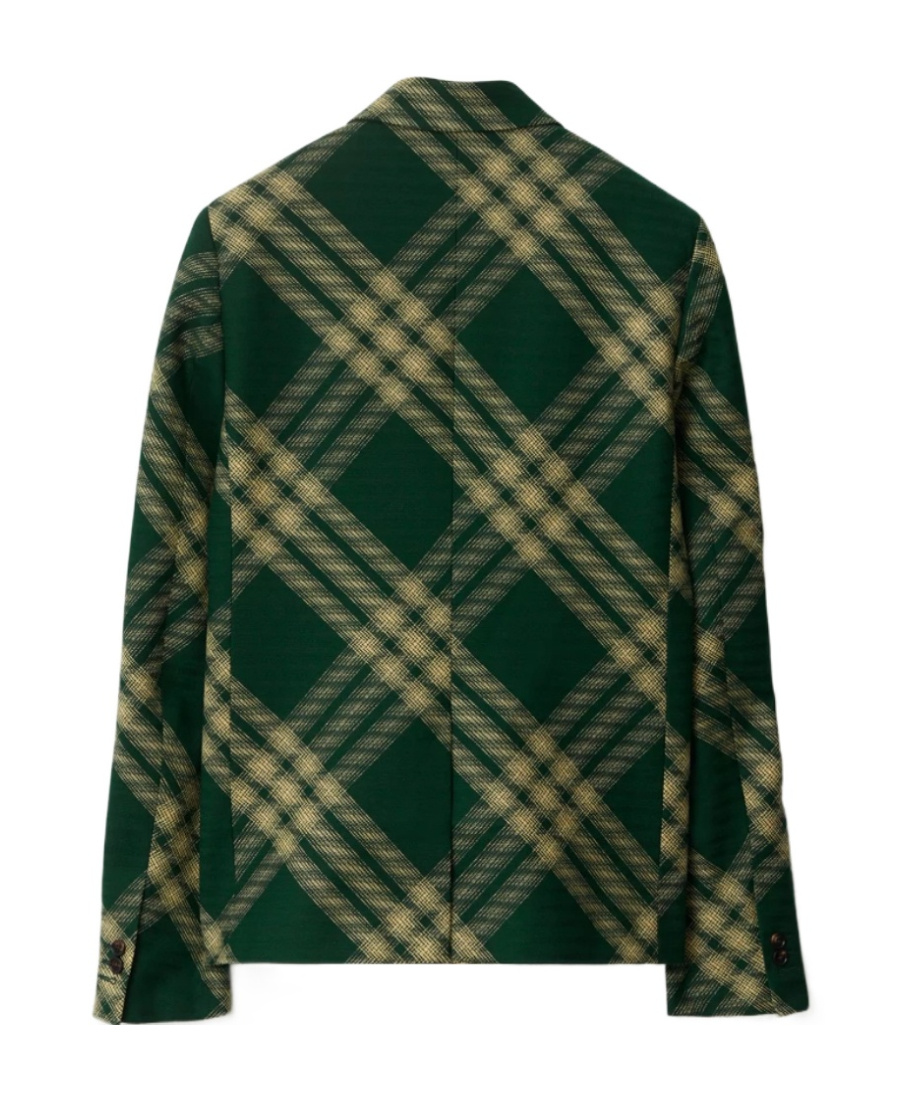 Burberry Check Wool Tailored Jacket In Green