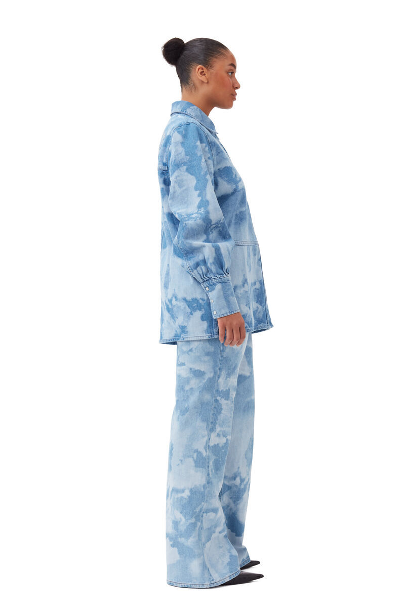 Shop Ganni Blue Bleach Denim Shirt