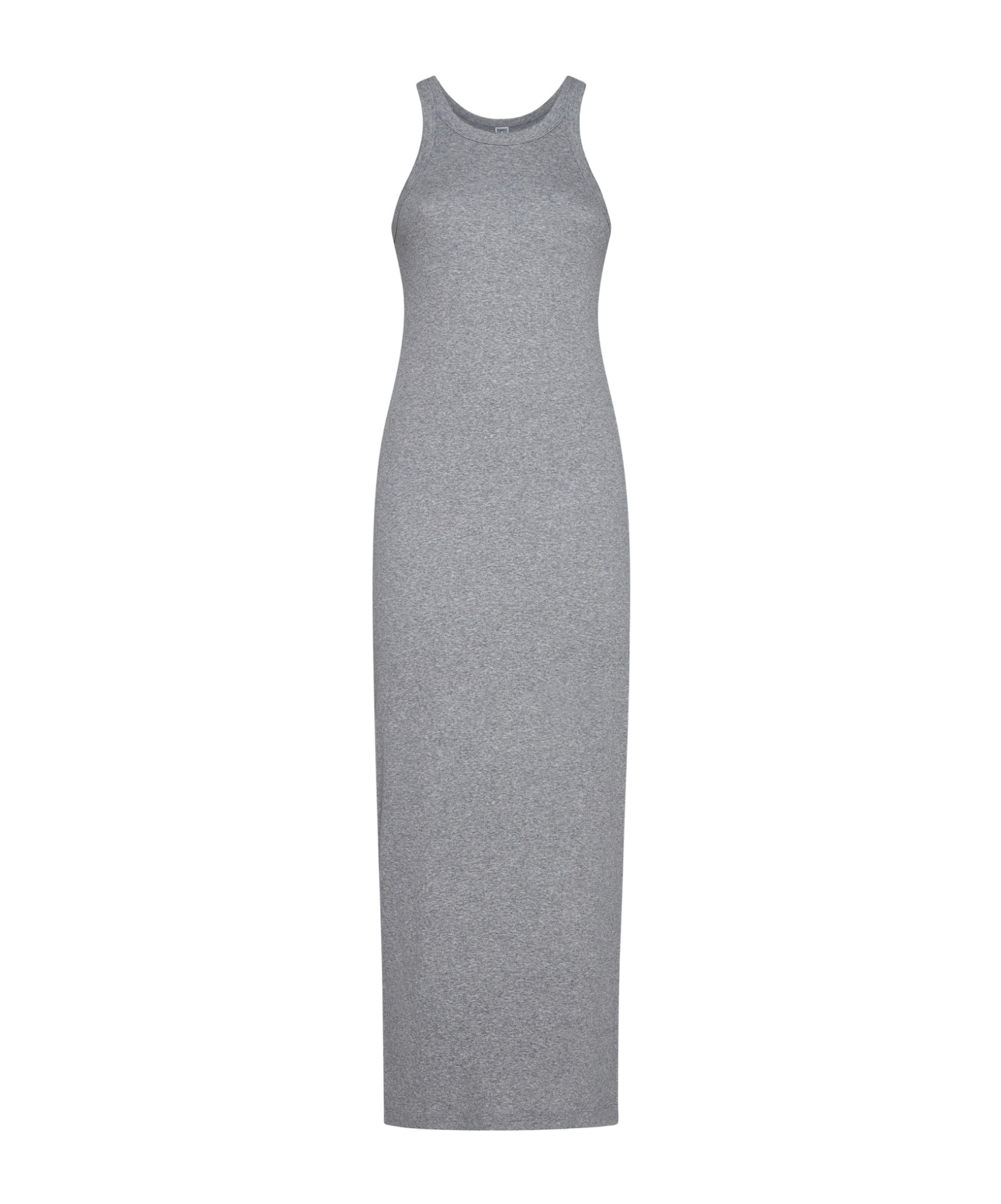 Shop Totême Fine-ribbed Jersey Maxi Dress In Gray