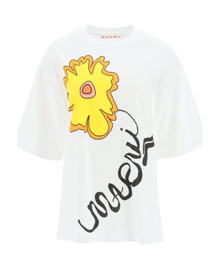 Marni Logo-print Short-sleeved T-shirt In Yellow
