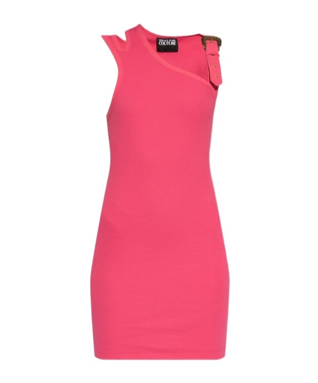 Shop Versace Jeans Ribbed Mini Dress In Red