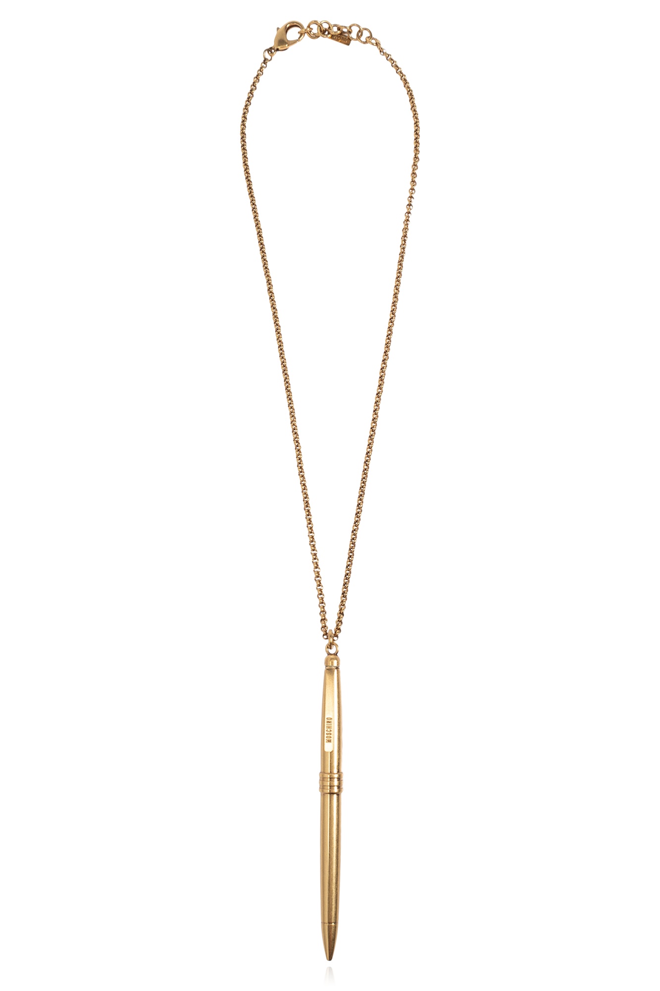 Moschino Feather-pendant Necklace In Yellow