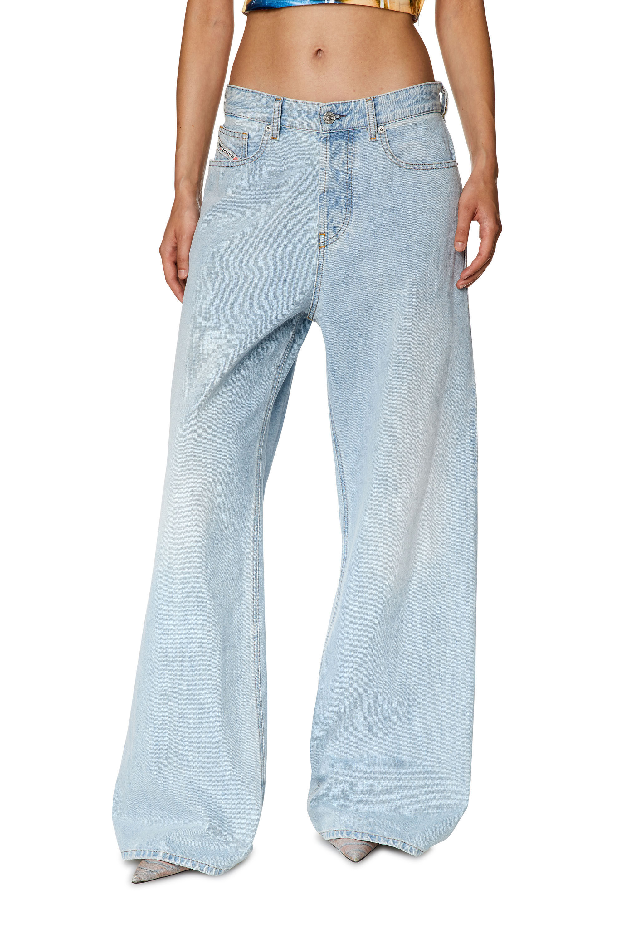 Shop Diesel D-sire Wide-leg Jeans In Blue