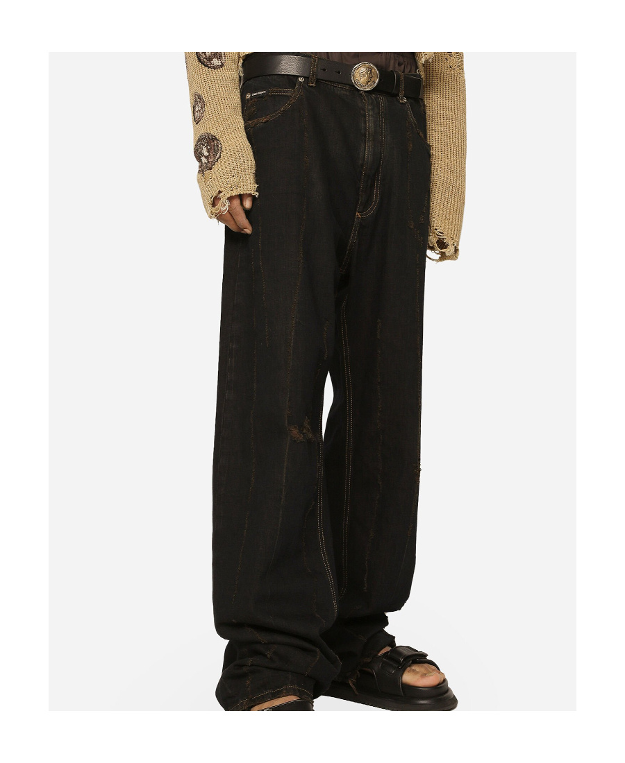 DOLCE & GABBANA DOLCE  GABBANA LOGO PATCH STRAIGHT-LEG JEANS