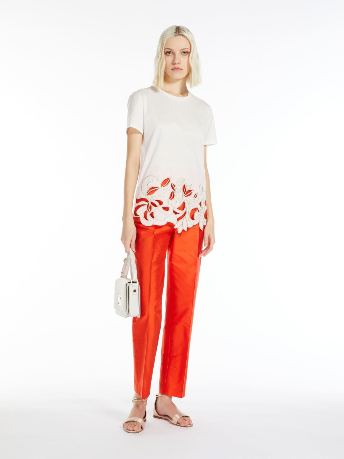 Max Mara Embroidered Decorative T-shirt In White