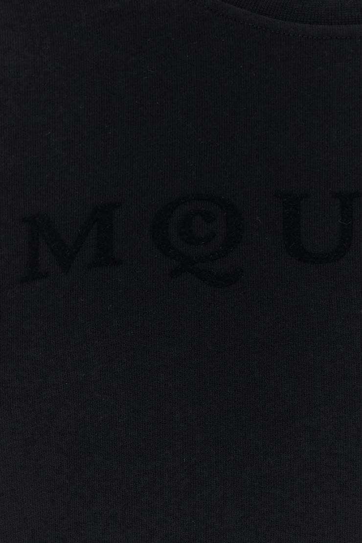 Alexander Mcqueen Cotton Sweatshirt With Ribbed Cuffs And Hem In Black