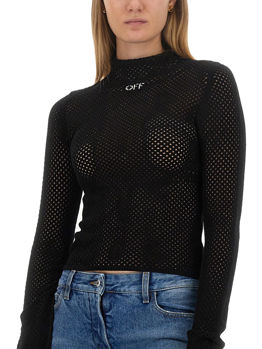 Off-white Top With Print In White