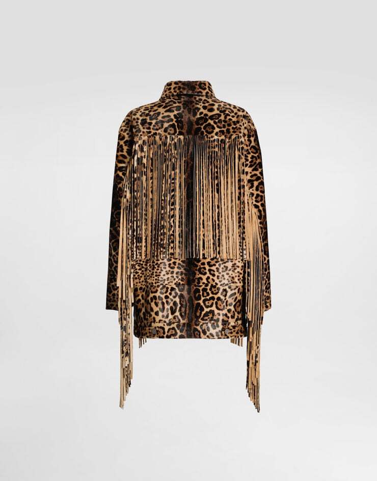 Dolce & Gabbana Fringed Leopard-print Calf Hair Jacket In Brown