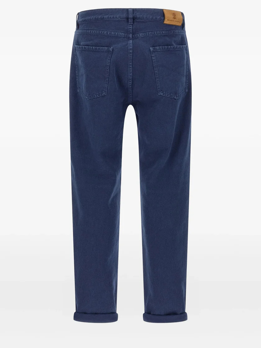 Brunello Cucinelli Garment-dyed Logo-patch Jeans In Multi