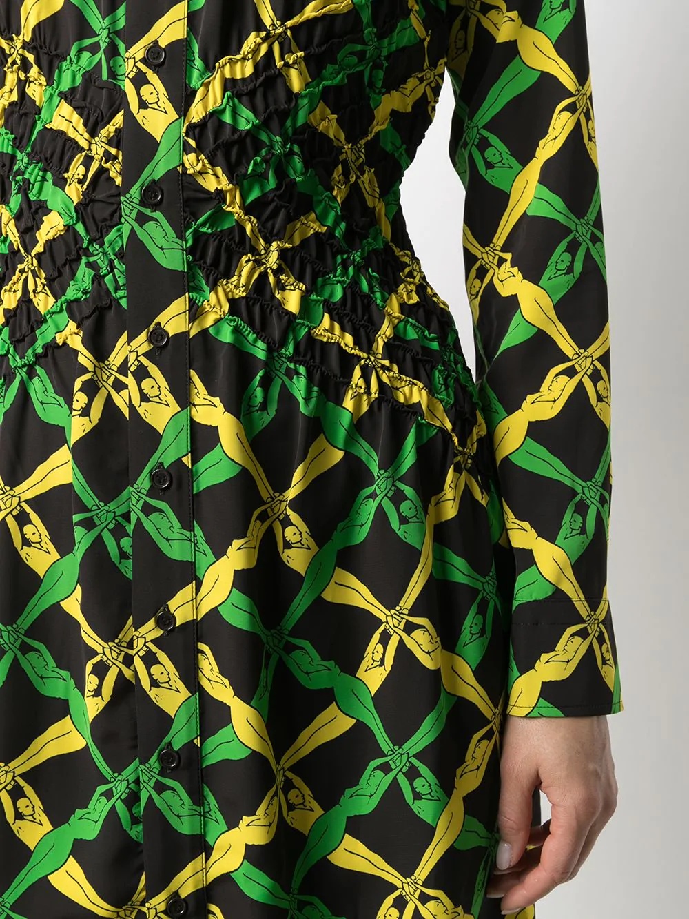 Bottega Veneta Fantasia Print Shirt Dress In Black