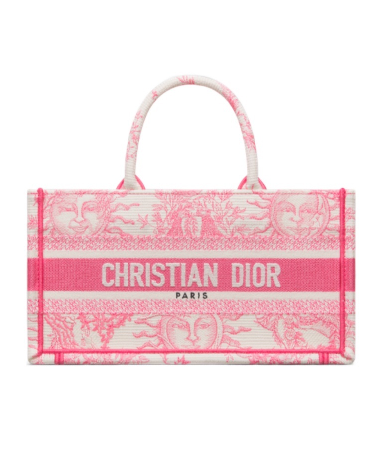 Dior Book Canvas Tote In Pink