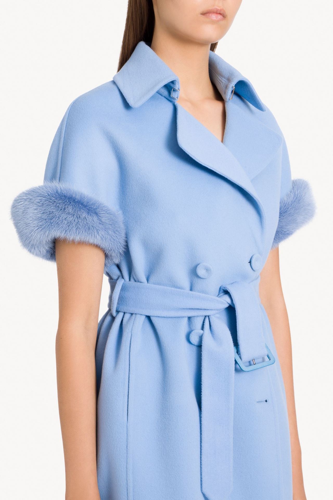 Ermanno Scervino Double-breasted Short-sleeved Coat In Blue
