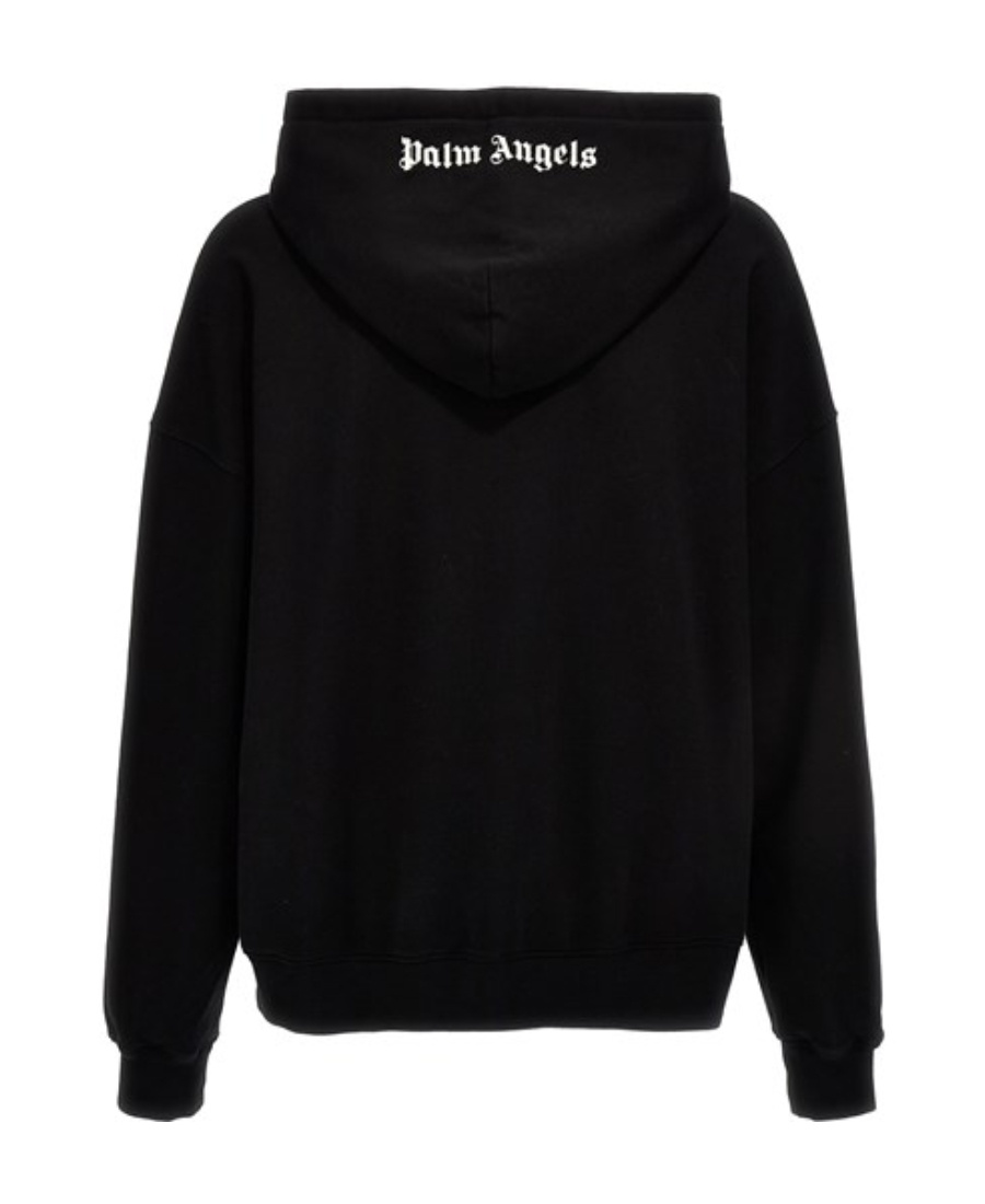 Palm Angels Brand-embroidery Kangaroo-pocket Relaxed-fit Cotton-jersey Hoody In Black