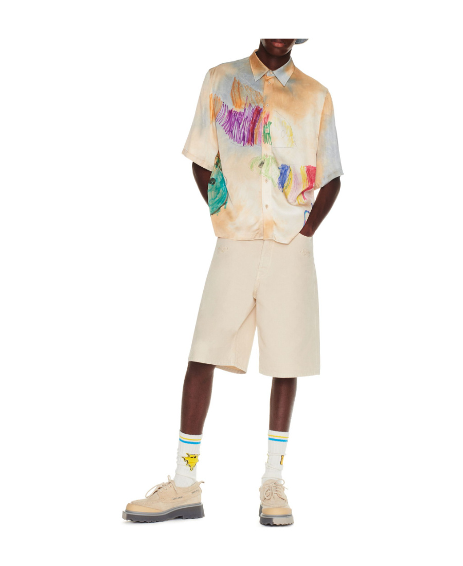 Off-white Wave Off Canvas Shorts In Nude