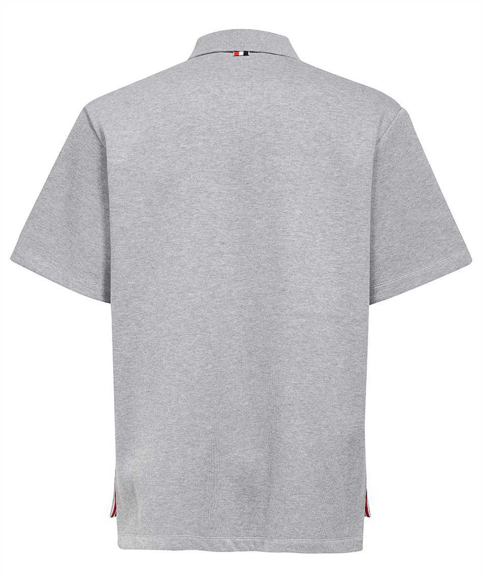 Thom Browne Rwb Stripe Polo Shirt In Gray
