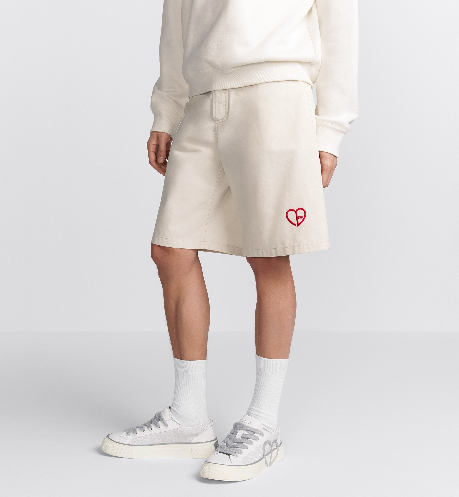 Dior Cd Heart-shaped Bermuda Shorts In White
