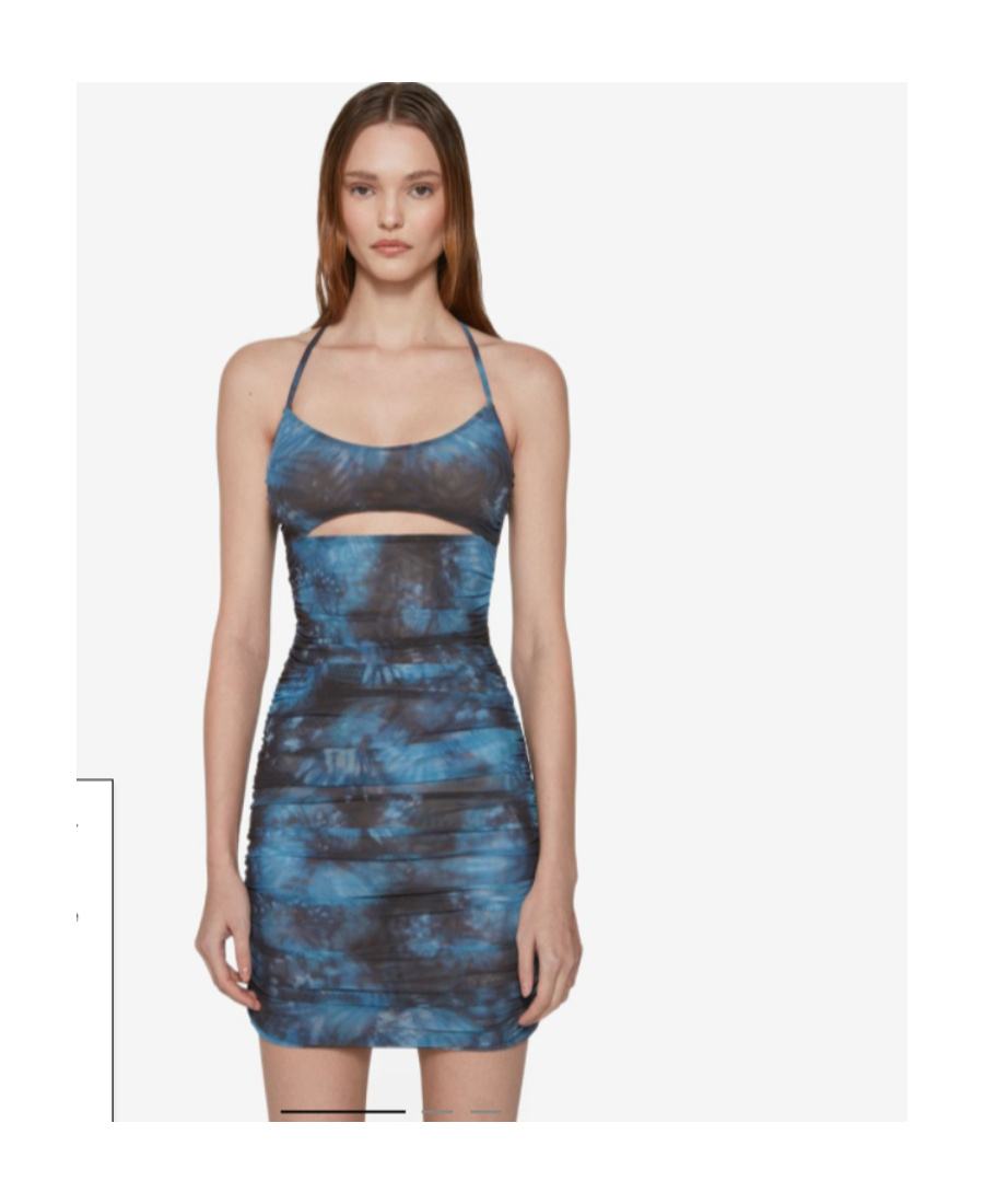 Misbhv Blue Butterfly Mesh Mini Dress In Blue