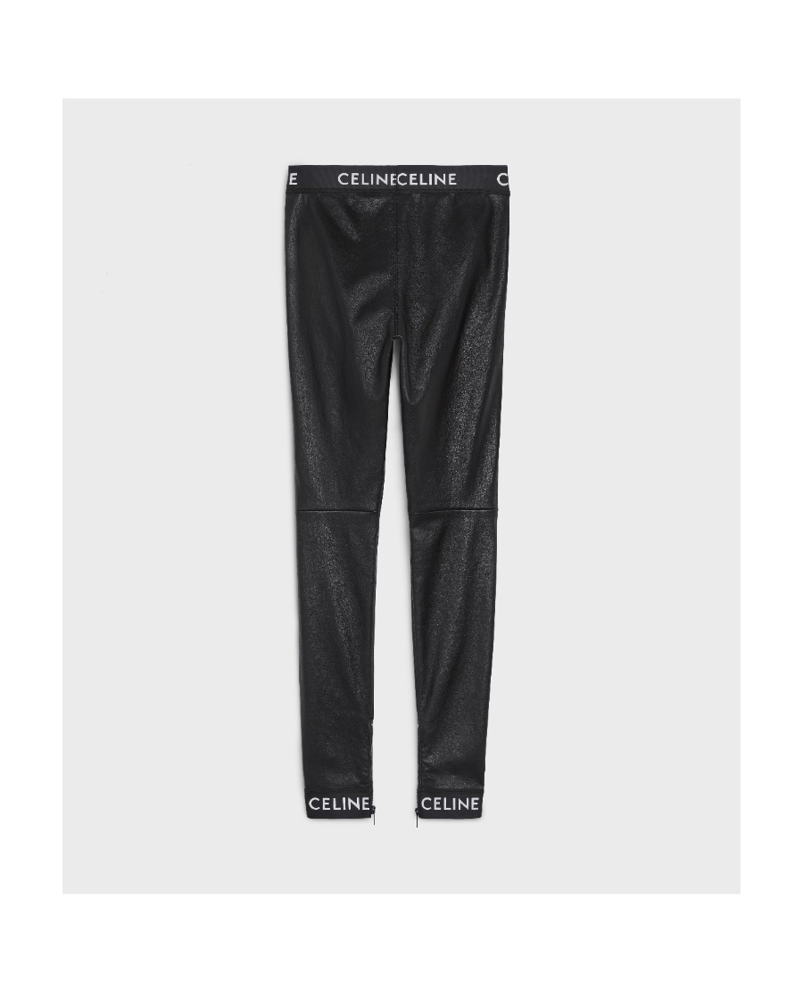 Celine Sheep Leather Stretch Bottom Casual Pants In Black