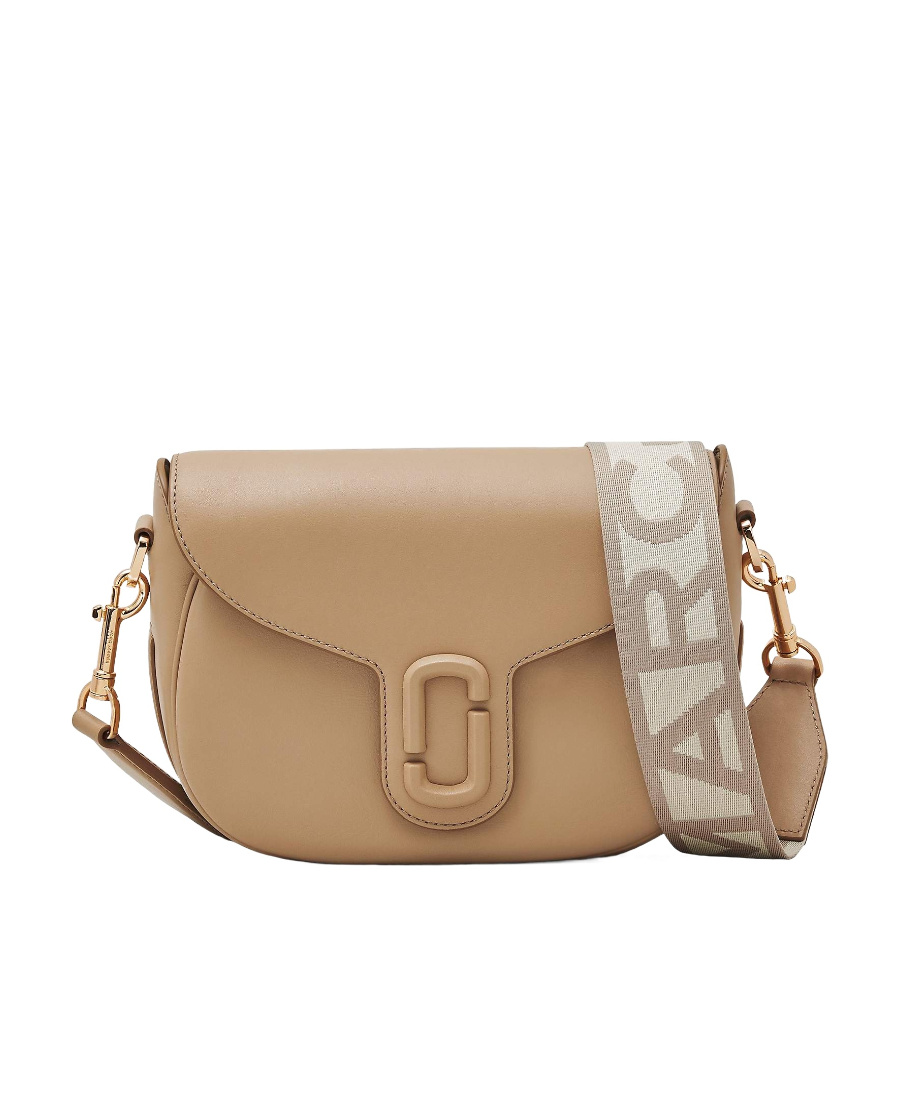 Marc Jacobs The Covered J Marc Camel Leather Saddle Bag In Brown