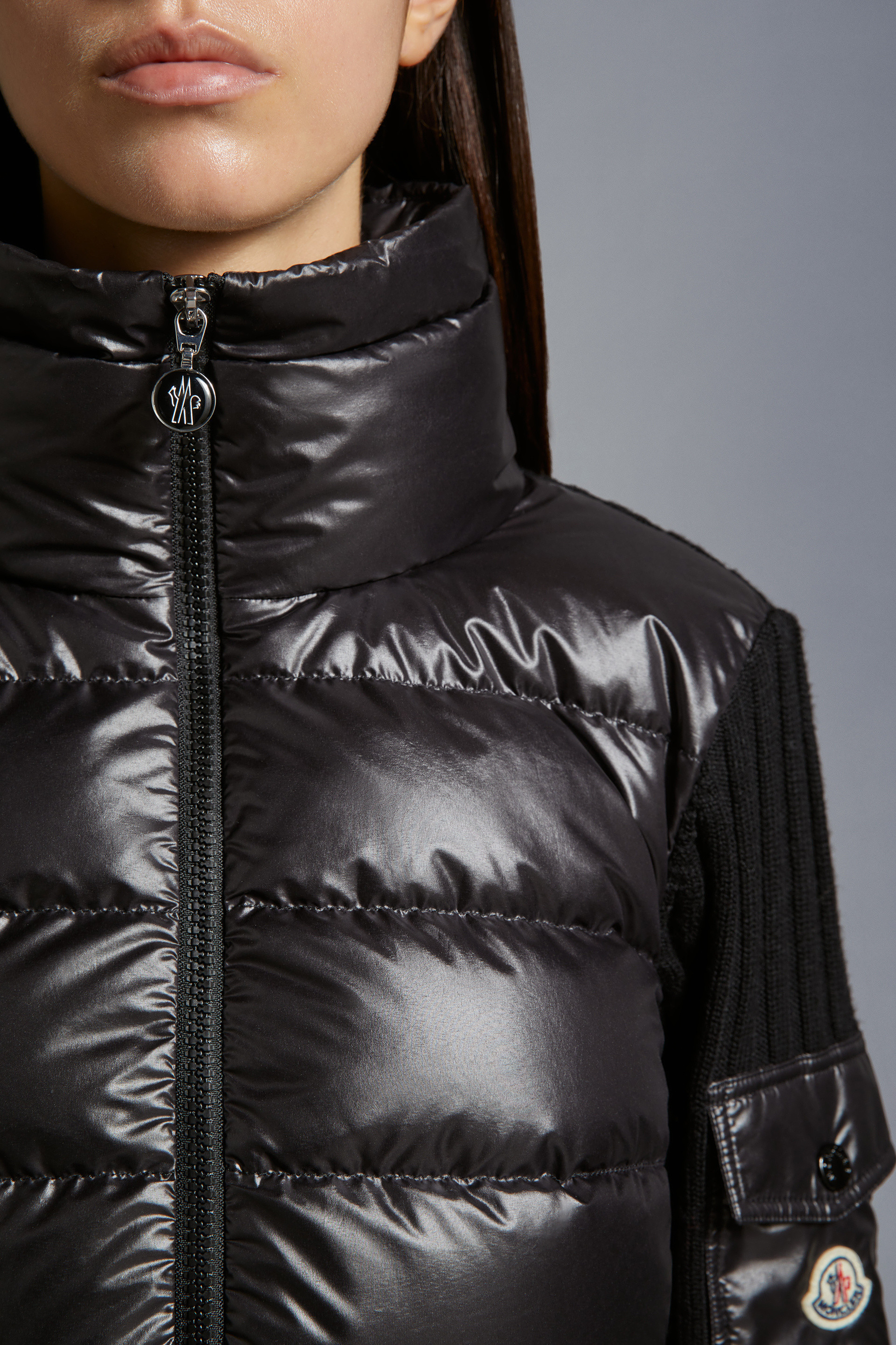 Moncler Padded Cardigan Jacket In Black