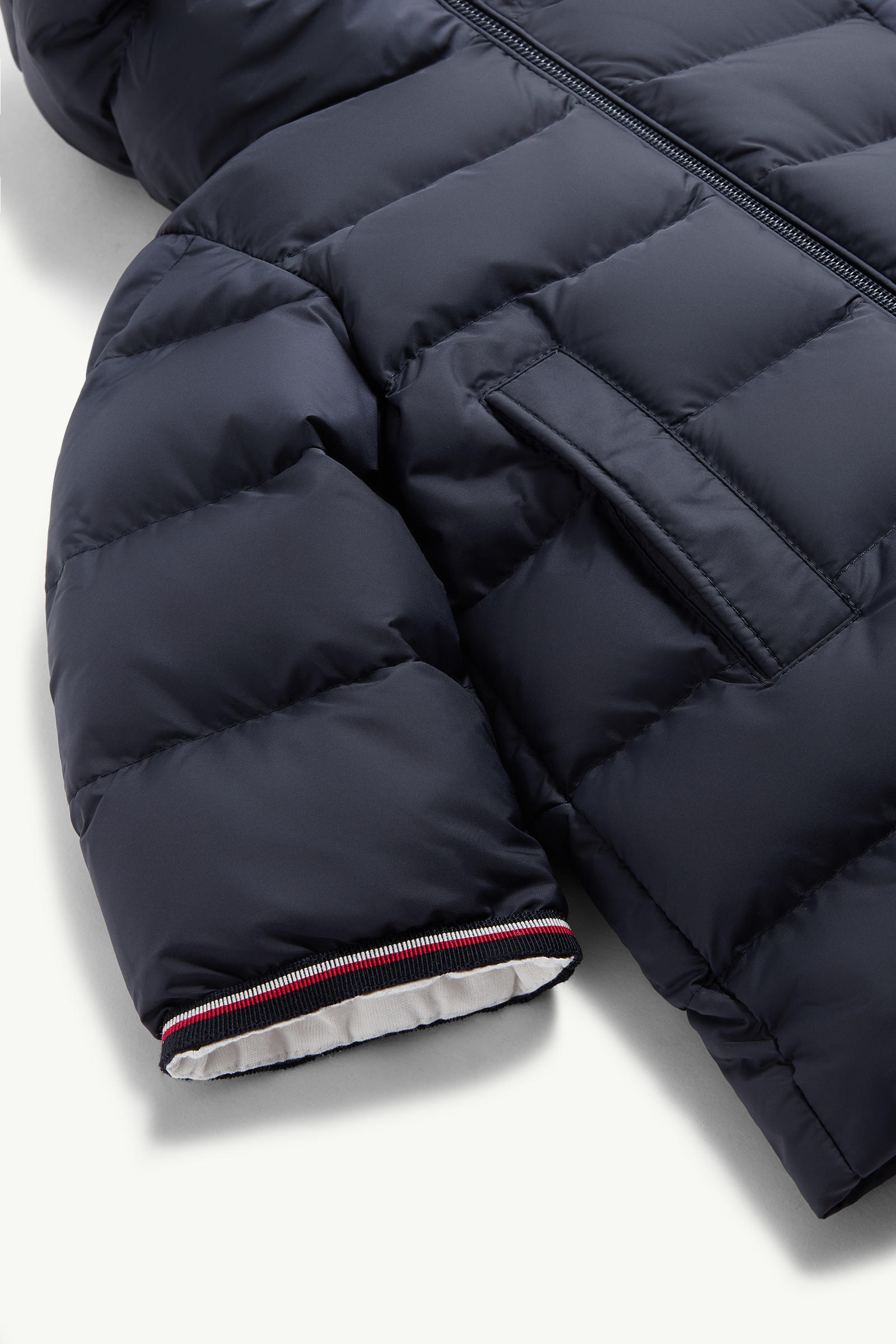 Moncler Hooded Quilted Jacket In Blue