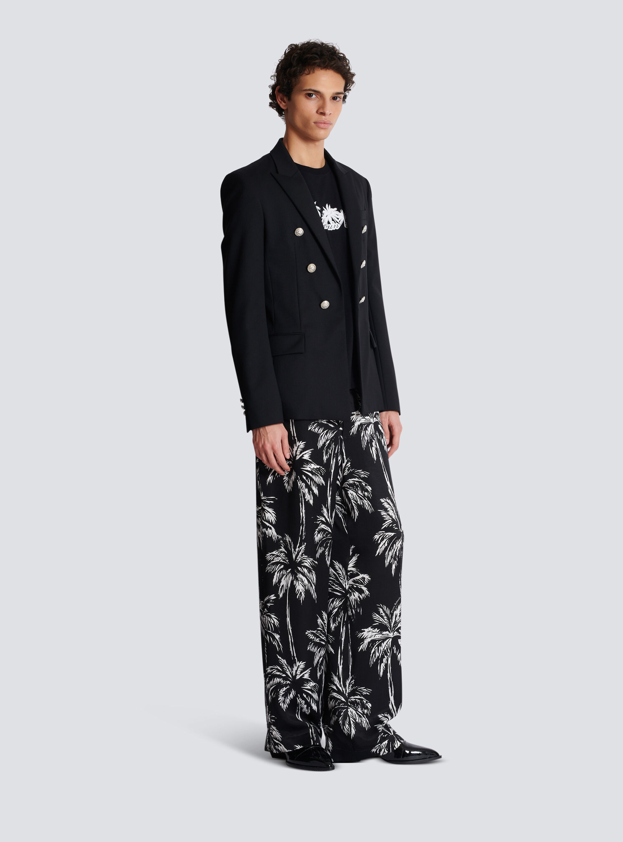 Balmain Wool Button-detail Blazer In Black