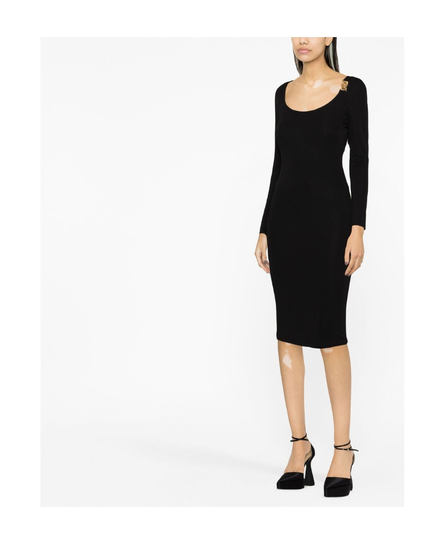 Versace Medusa Plaque Midi Dress In Black
