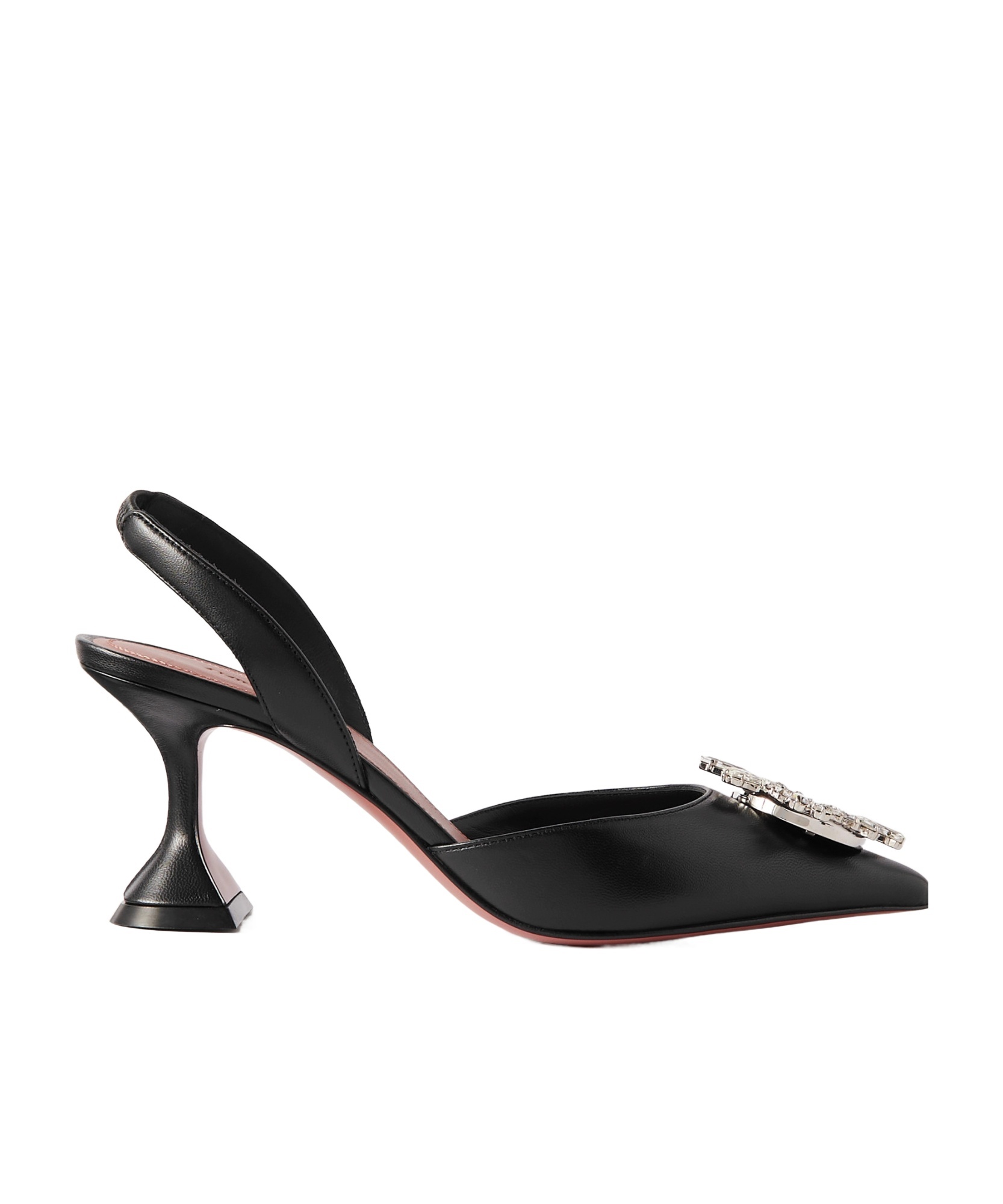 Amina Muaddi Leather Slingback Pumps Featuring Sculptural Heel In Black