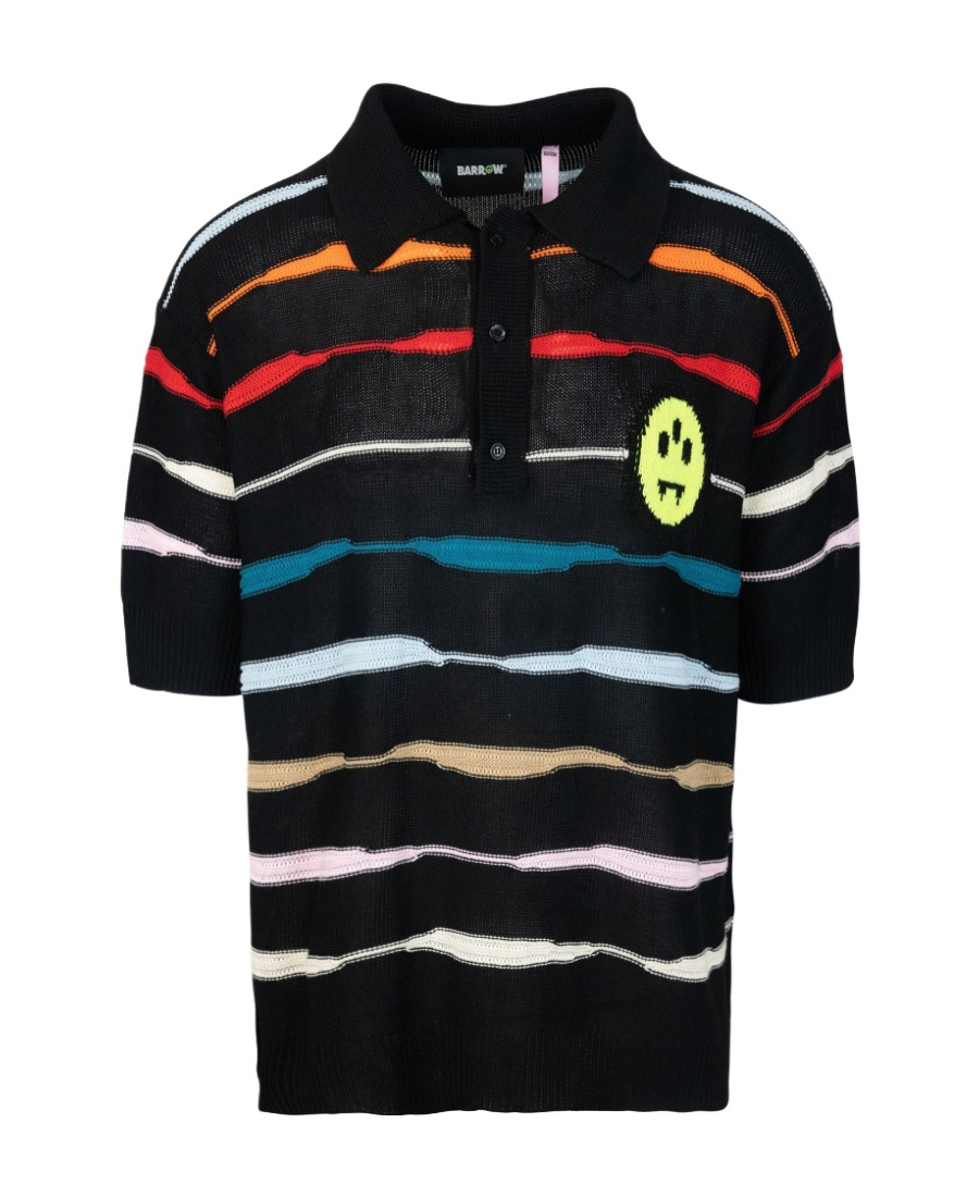 Barrow Contrast-striped Polo Shirt In Black