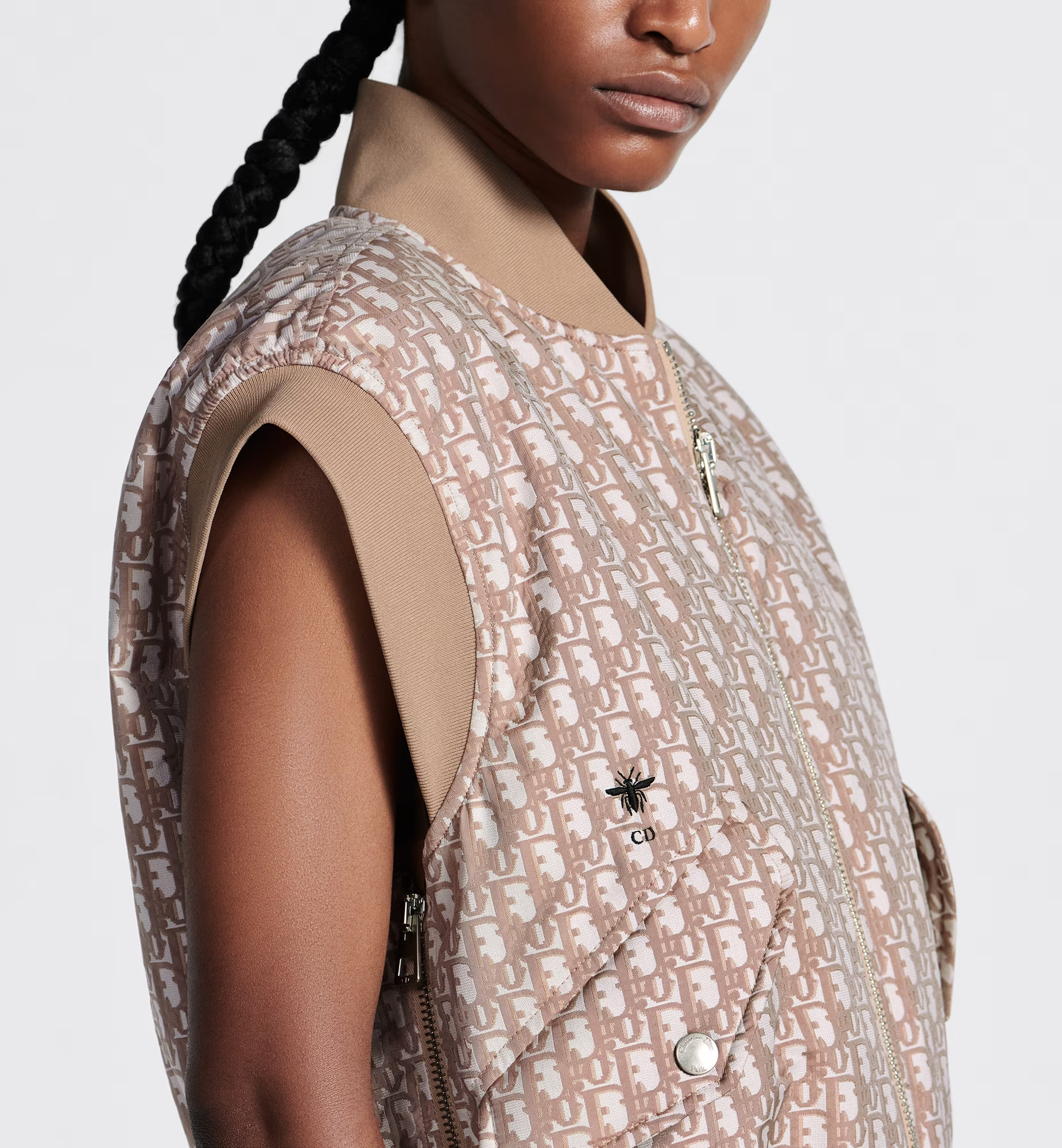 Dior Zipper Sleeveless Vest In Nude