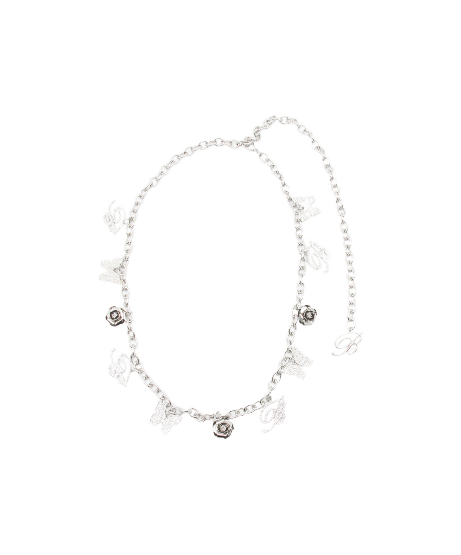 Blumarine Crystal-embellished Chain Belt In White