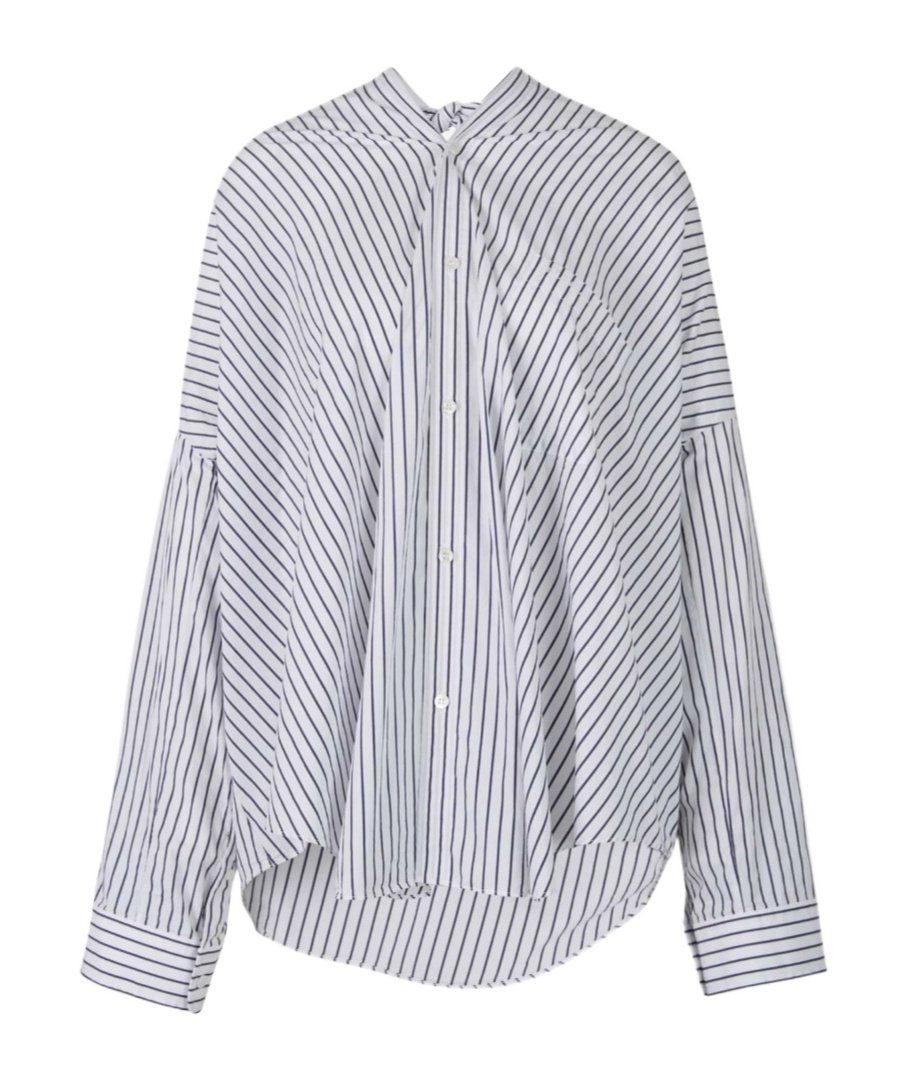 BALENCIAGA BOW-DETAIL STRIPED SHIRT
