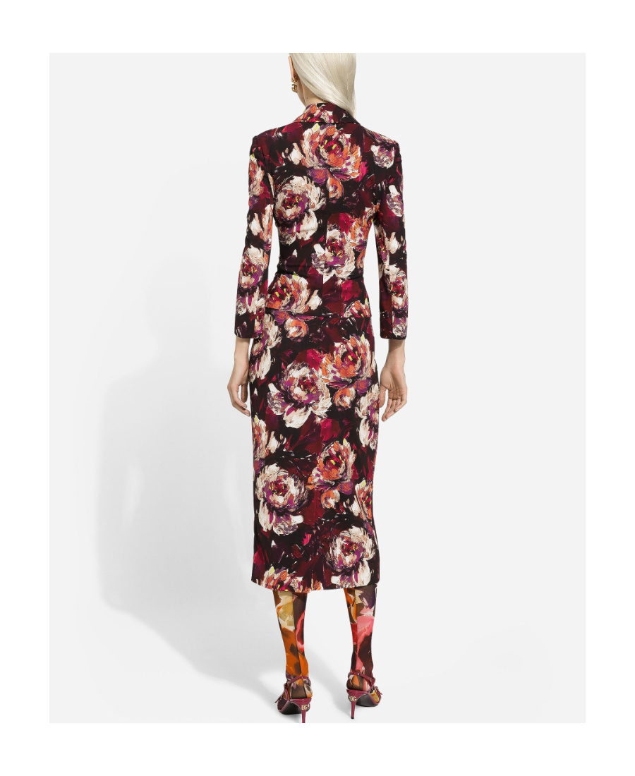 Dolce & Gabbana Peony-print Pencil Skirt In Red