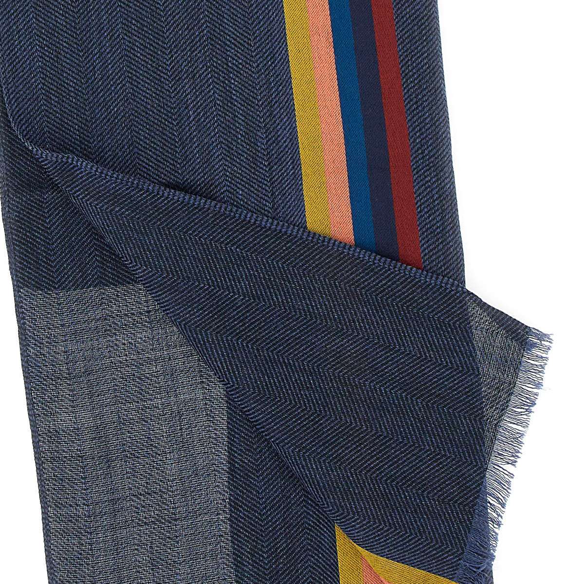 PAUL SMITH PAUL SMITH STRIPE DETAILED FRAYED EDGE SCARF