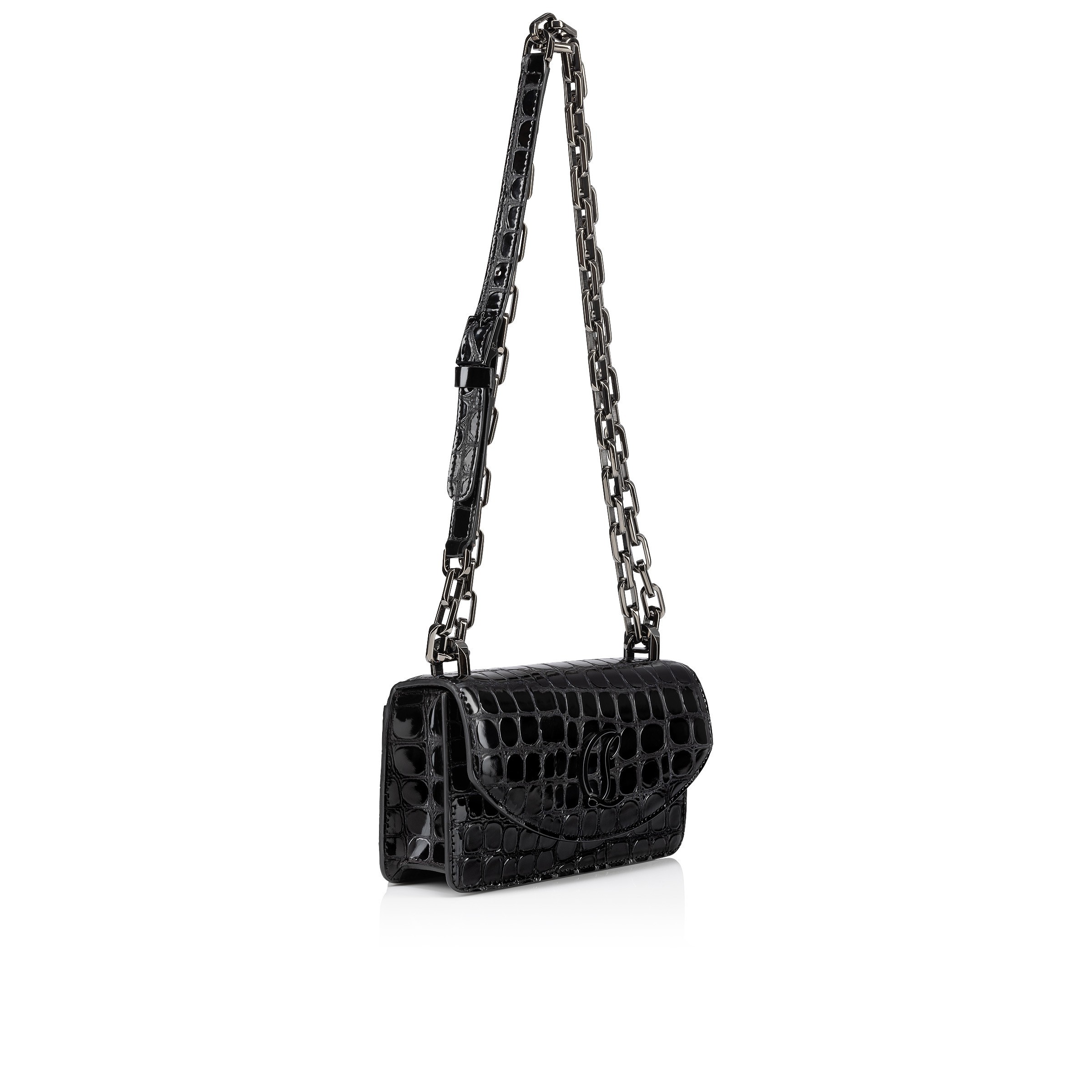 Christian Louboutin Loubi 54 Black Calf Ali Crossbody Bag In Black