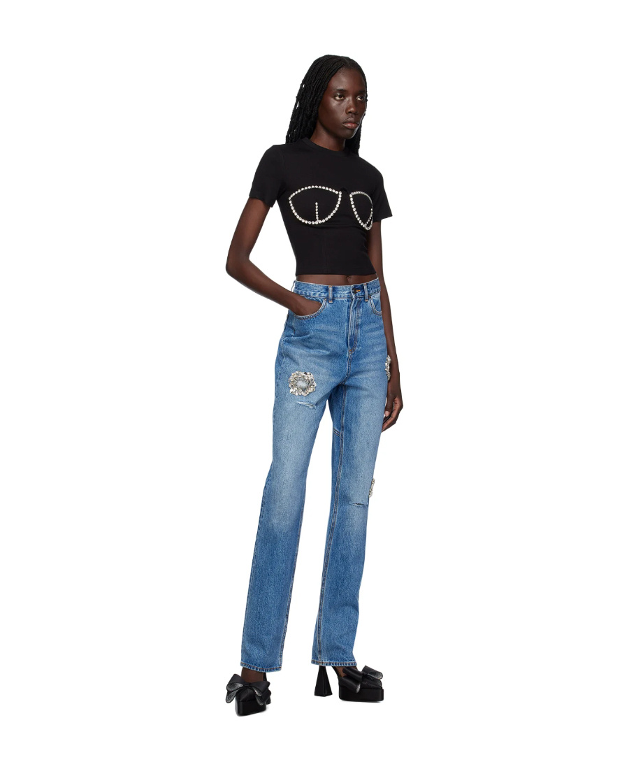 Shop Area Crystal T-shirt With Round Neck In Blue